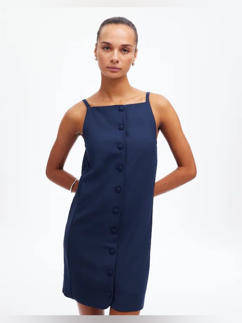 Madewell High Neck Sleeveless Vest Mini Dress Navy Wool Blend Size 8